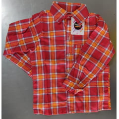 Camisa Xadrez Junino Branco Vermelho Laranja Branco