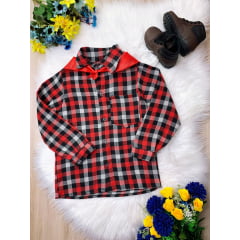 Camisa Xadrez Junino Listras Vermelha Branca Preta
