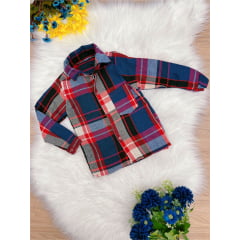 Camisa Xadrez Junino Preto Vermelho Branco Azul Escuro