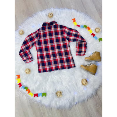 Camisa Xadrez Menino Flanelada Junino Vermelho Branco Azul Marinho