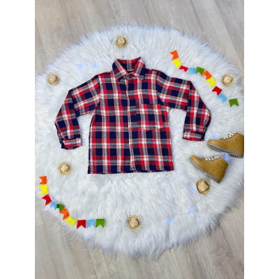 Camisa Xadrez Menino Flanelada Junino Vermelho Branco Azul Marinho Camisa Xadrez Menino Flanelada Junino Vermelho Branco Azul Marinho