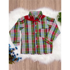 Camisa Xadrez Junino Verde Vermelho Azul