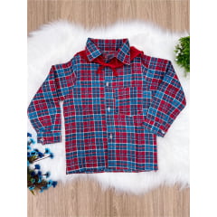 Camisa Xadrez Vermelho Azul Marinho