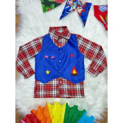 Camisa Infantil Fantasia Quadrilha Festa Junina Vermelho