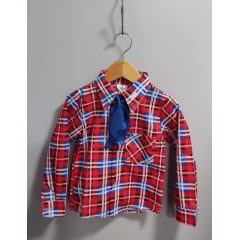 Camisa Xadrez Junino Caipira Vermelho Com Gravata