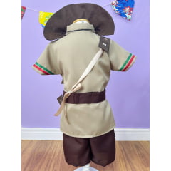 Conjunto Infantil Fantasia Junino Lampião Arraiá Marrom