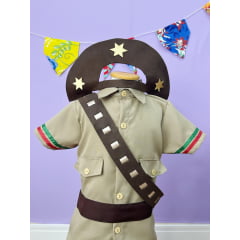 Conjunto Infantil Fantasia Junino Lampião Arraiá Marrom