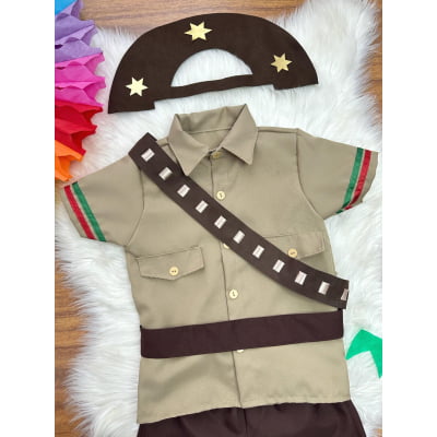 Conjunto Infantil Fantasia Junino Cangaceiro Lampião Marrom