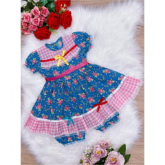 Fantasia Bebê Junino Azul - P-M-G - Podem Ter Variação Cor
