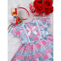 Fantasia Bebê Junino Rosa Chiclete - P-M-G - Podem Ter Variação Cor