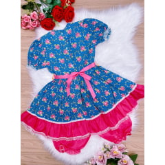 Fantasia Infantil Junino Azul - 4-6-8-10-12-14-16 - Podem Ter Variação Cor