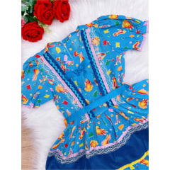 Fantasia Infantil Junino Azul Claro - 4-6-8-10-12-14-16 - Podem Ter Variação Cor