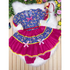 Fantasia Infantil Junino Azul P-M-G GG - Podem Ter Variação Cor
