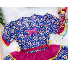 Fantasia Infantil Junino Azul P-M-G GG - Podem Ter Variação Cor