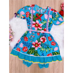 Fantasia Infantil Junino Azul - P-M-G GG - Podem Ter Variação Cor