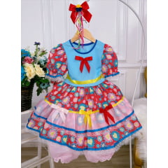 Fantasia Infantil Junino Azul  - Rosa - Vermelho - Podem Ter Variação Cor