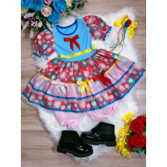 Fantasia Infantil Junino Azul  - Rosa - Vermelho - Podem Ter Variação Cor