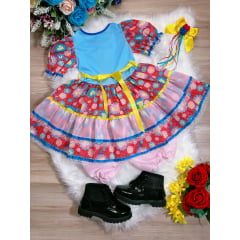Fantasia Infantil Junino Azul  - Rosa - Vermelho - Podem Ter Variação Cor