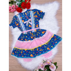 Fantasia Infantil Junino Azul Royal - 4-6-8-10-12-14-16 - Podem Ter Variação Cor