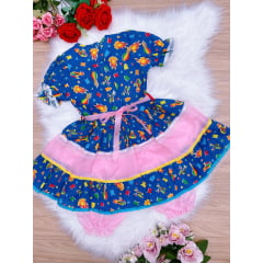 Fantasia Infantil Junino Azul Royal - 4-6-8-10-12-14-16 - Podem Ter Variação Cor