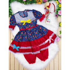 Fantasia Infantil Junino Azul Royal P-M-G GG - Podem Ter Variação Cor