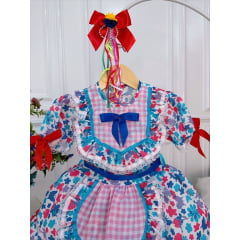 Fantasia Infantil Junino Vermelho Desenho Borboletas Flores