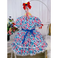 Fantasia Infantil Junino Vermelho Desenho Borboletas Flores