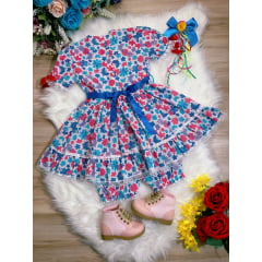 Fantasia Infantil Junino Vermelho Desenho Borboletas Flores