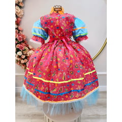 Fantasia Infantil Junino Folia Vermelho Estampa de Fogueiras