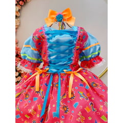 Fantasia Infantil Junino Folia Vermelho Estampa de Fogueiras