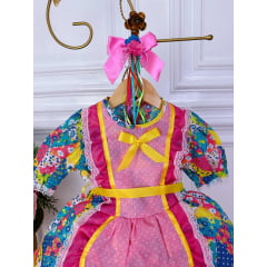 Fantasia Infantil Junino Pink Desenho de Florzinhas