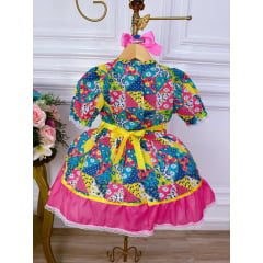 Fantasia Infantil Junino Pink Desenho de Florzinhas