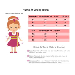 Fantasia Infantil Junino Rosa - Azul - Amarelo - Desenho de Corações - Podem Ter Variação Cor