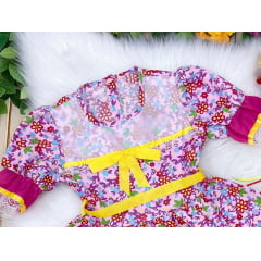 Fantasia Infantil Junino Rosa Chiclete P-M-G GG - Podem Ter Variação Cor