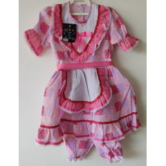 Fantasia Infantil Junino Rosa Lilás- 4-6-8-10-12-14-16- Podem Ter Variação Cor