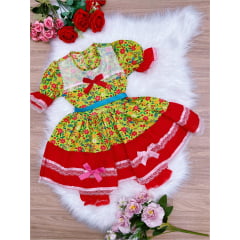 Fantasia Infantil Junino Verde Claro P-M-G GG - Podem Ter Variação Cor