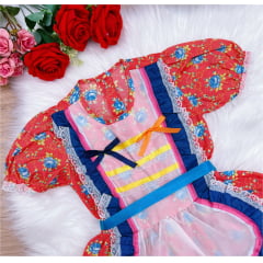 Fantasia Infantil Junino Vermelho - 4-6-8-10-12-14-16 - Podem Ter Variação Cor