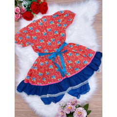 Fantasia Infantil Junino Vermelho - 4-6-8-10-12-14-16 - Podem Ter Variação Cor