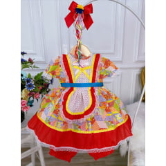 Fantasia Infantil Junino Vermelho Veste Bebê de Meses