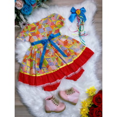 Fantasia Infantil Junino Vermelho Veste Bebê de Meses