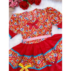 Fantasia Infantil Junino Vermelho P-M-G GG - Podem Ter Variação Cor