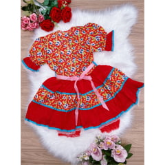 Fantasia Infantil Junino Vermelho P-M-G GG - Podem Ter Variação Cor