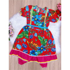 Fantasia Infantil Junino Vermelho - P-M-G GG - Podem Ter Variação Cor