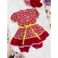 Fantasia Infantil Junino Vermelho P-M-G - Podem Ter Variação Cor