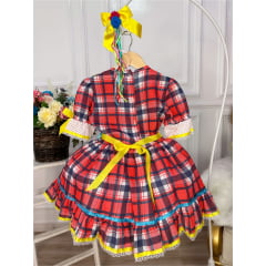 Fantasia Infantil Junino Xadrez Vermelho Azul Marinho