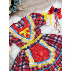 Fantasia Infantil Junino Xadrez Vermelho Azul Marinho
