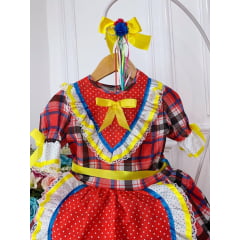 Fantasia Infantil Junino Xadrez Vermelho e Preto