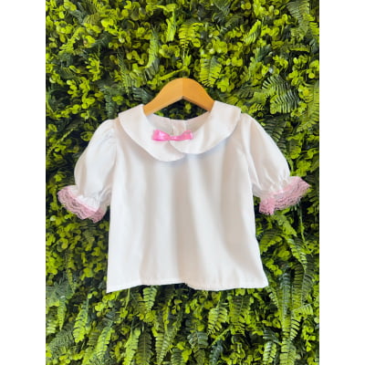 Conjunto Infantil Junino Camisa e Salopete Xadrez Rosa Azul