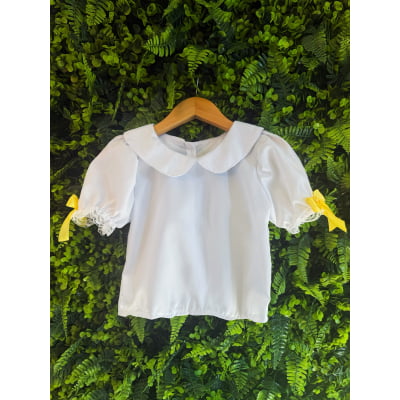 Conjunto Junino Meninas Blusa Branca Com Saia Xadrez Colorida