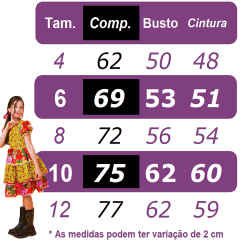 Vestido Infantil Junino Amarelo Colorido Florzinhas Festas